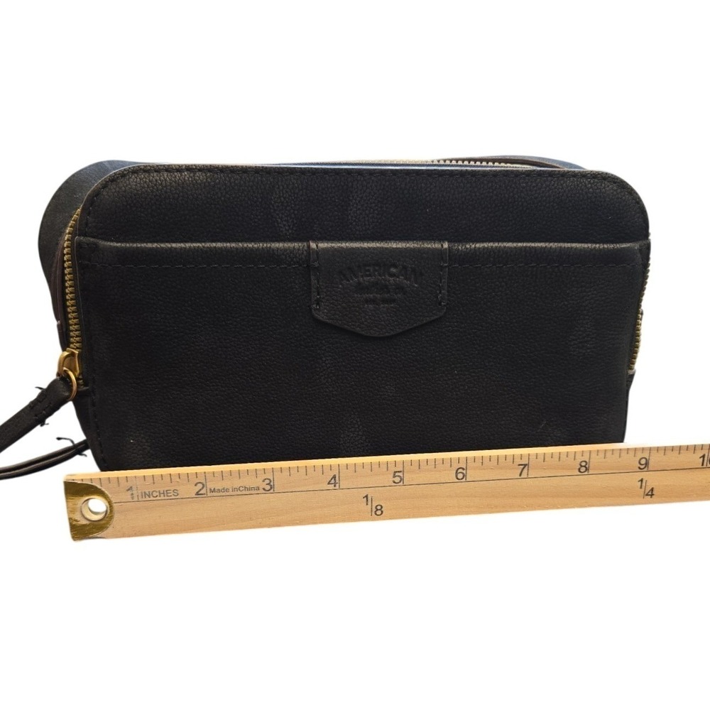 American Leather Co. Nashville Black Leather Crossbody Bag Double Zip - Picture 5 of 9